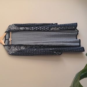 EAST 100% Cotton Scandanavian Patterned Long Duster Cardigan